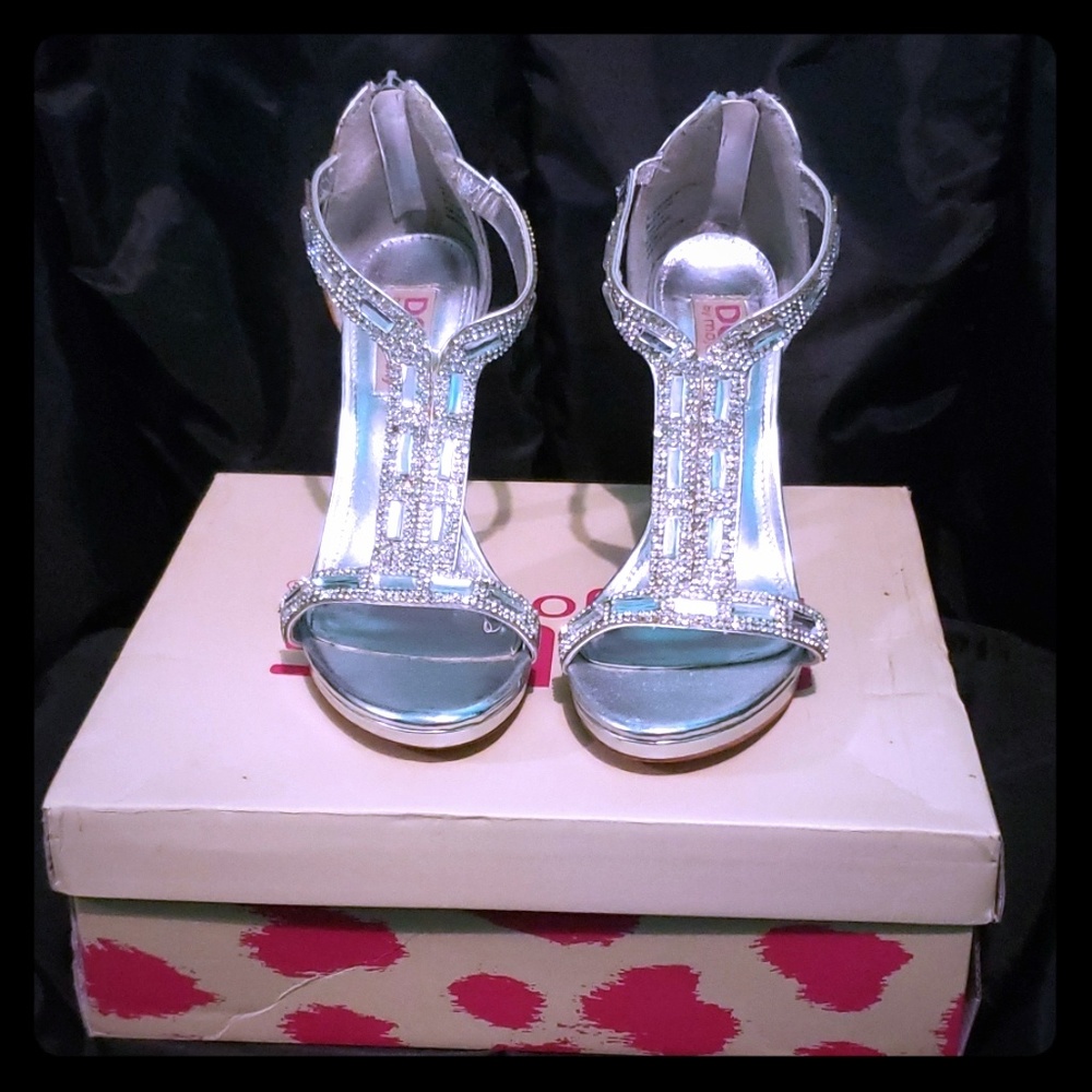 Silver crystal encrusted heels
